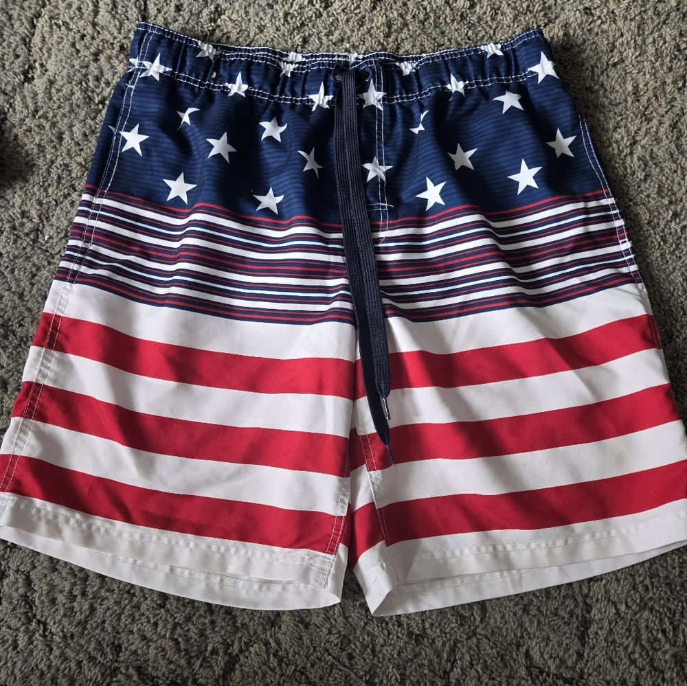 Faded Glory American Flag Swim Shorts
